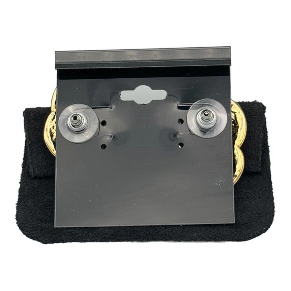 VINTAGE 80s Classic Glamour Gold & Peach Swirl Winged Thick Enamel Stud Earrings - Picture 7 of 8